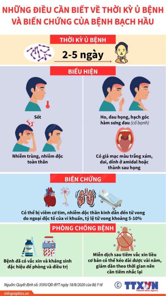 1.Những điều cần biết về thời kỳ ủ bệnh và biến chứng của bệnh bạch hầu